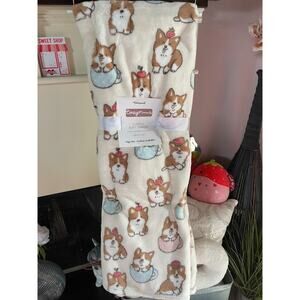 Cozy Moments Teacup Corgi Dog Soft Oversized Plush Throw Blanket 60”X70”